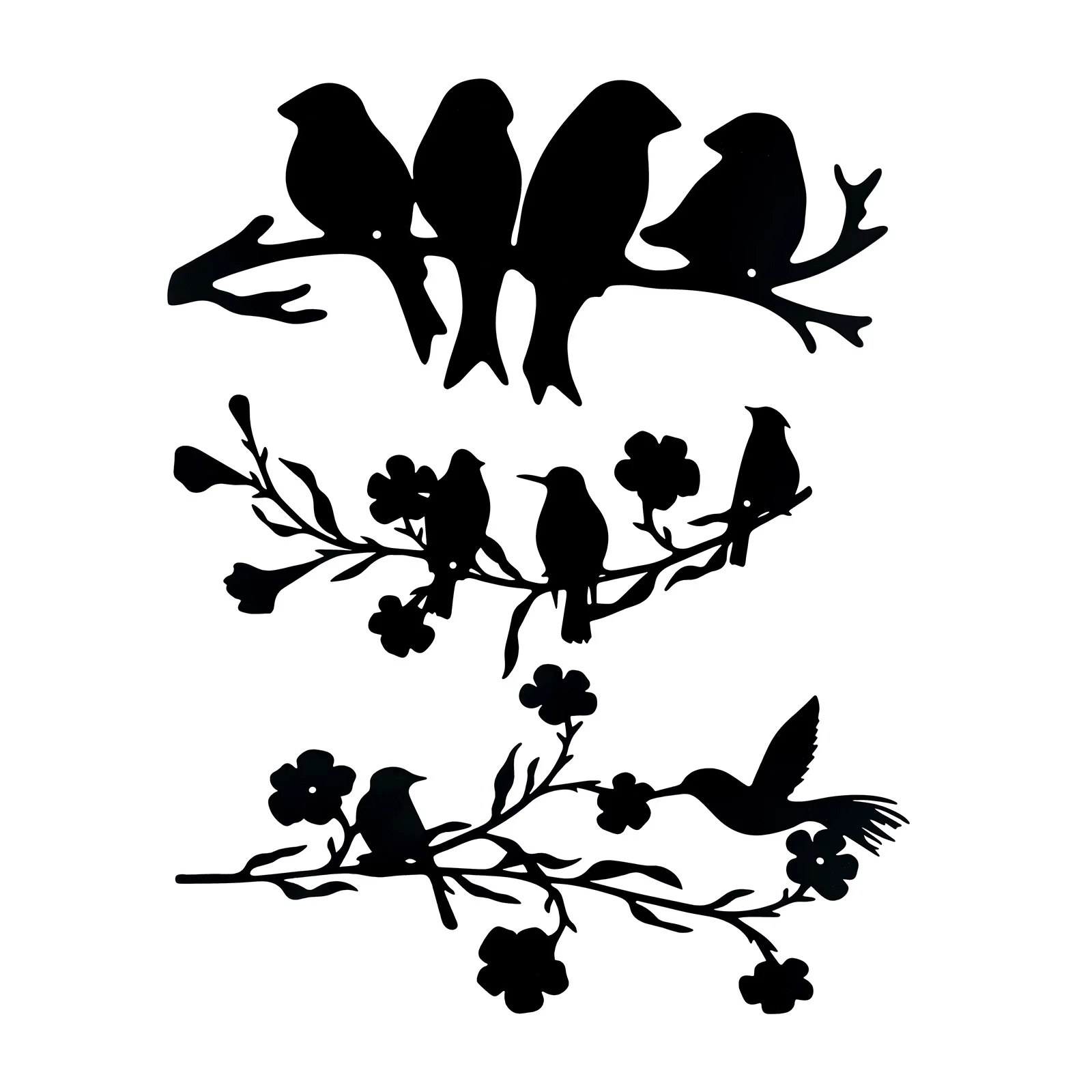 

3Pcs Barn Swallows Love Birds on Branch Metal Tree Art Bird Silhouette Wall Sculpture Hanging Sign for Office Home Living Room