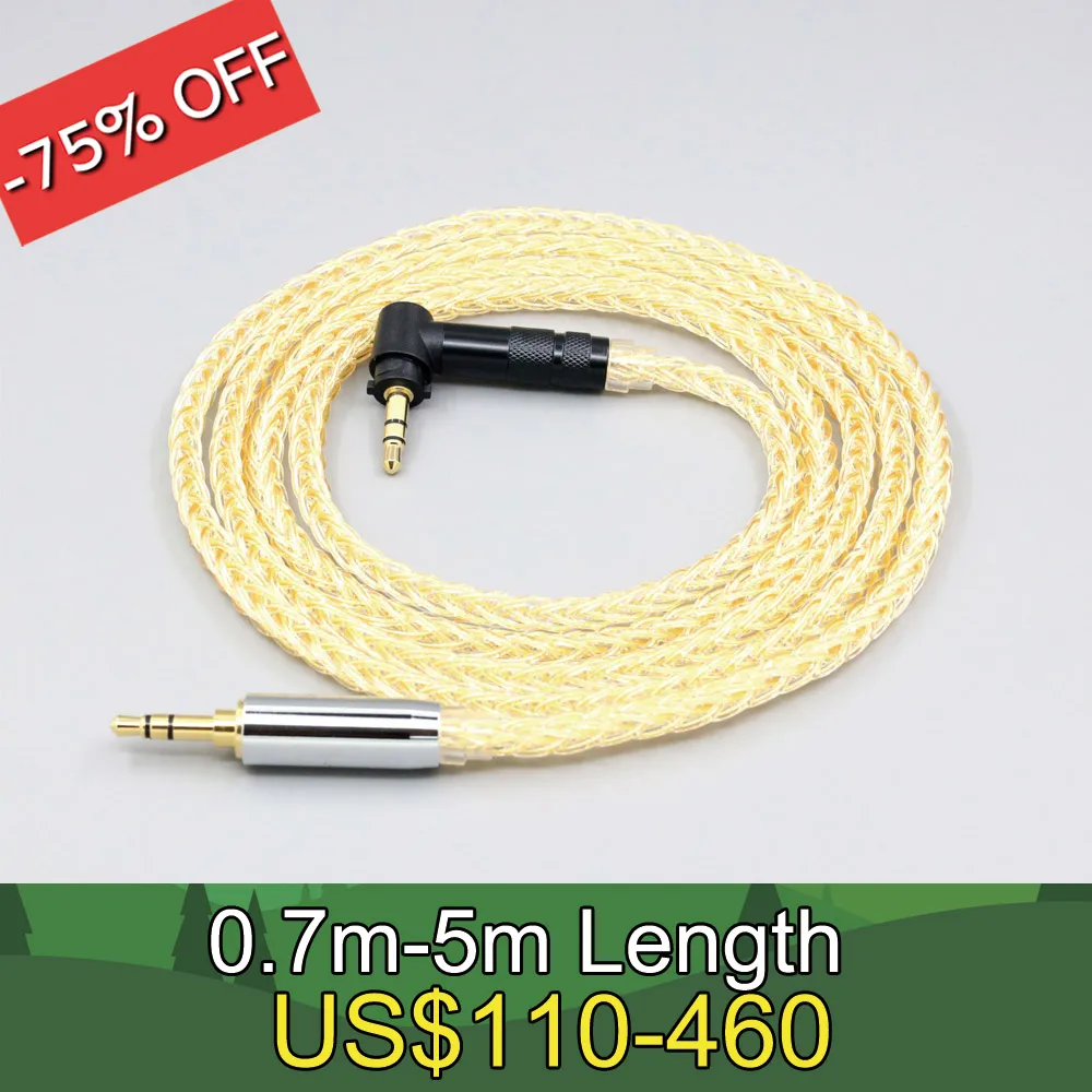 

8 Core 99% 7n Pure Silver 24k Gold Plated Earphone Cable For Fostex T50RP Mk3 T40RP T20RP Mk2 Dekoni Audio Headphone LN008488