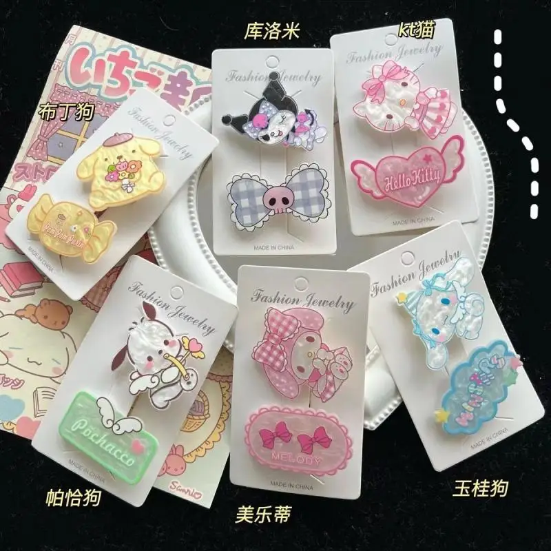 

New Sanrio Genuine Hairpin Hello Kitty Kawaii Clavicular Chain Anime Cute Cartoon Duck Billed Clip with Broken Hair Clip Toy