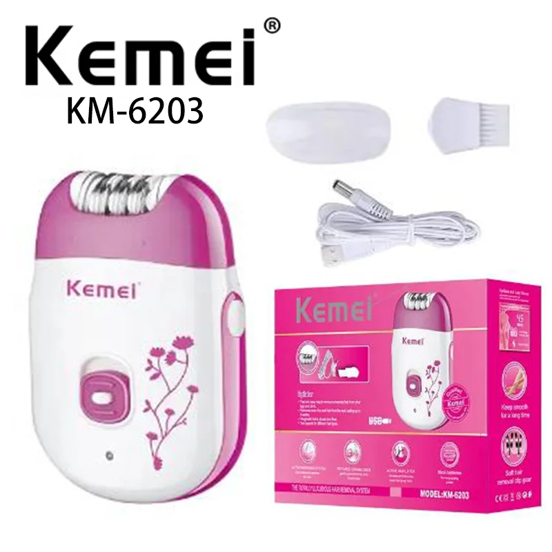 Kemei Km-6203 Pink USB Charging Professional Electric Women Body Epilator Hair Trimmer
Kemei Km-6203 Pink USB Charging Professional Electric Women Body Epilator Hair Trimmer