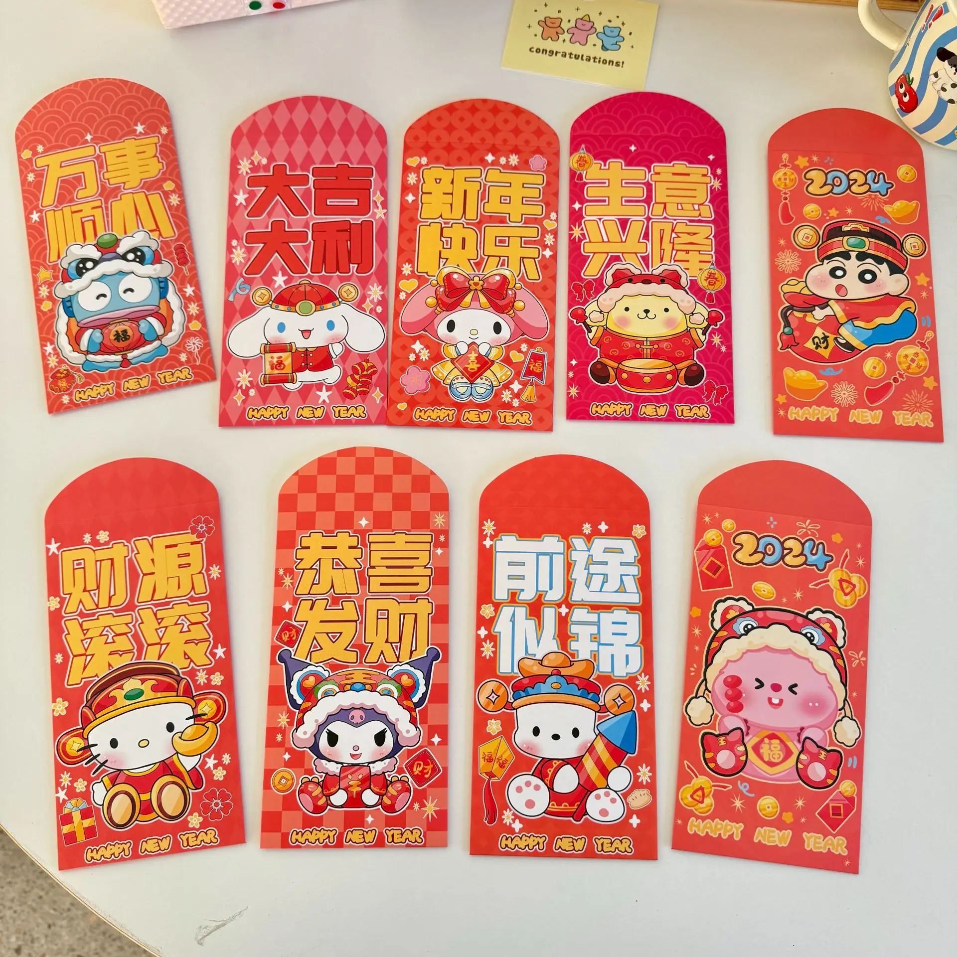 

Miniso Red Envelope Kawaii Hellokitty Mymelody Cinnamoroll Kuromi Spring Festival Red Envelope Cartoon New Year Red Envelope