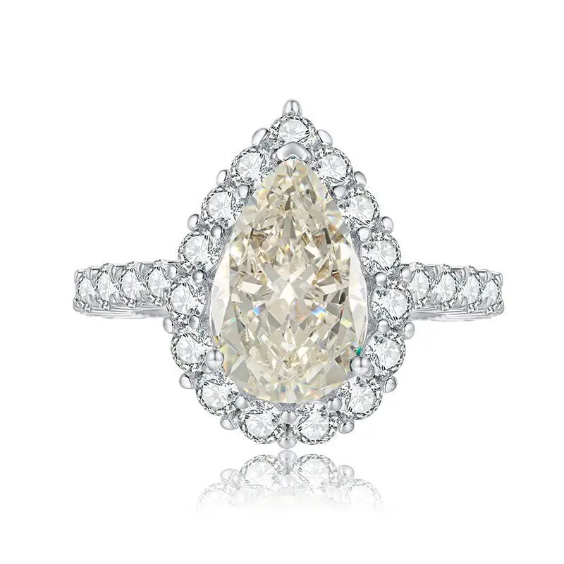 

S925 Серебряное кольцо с высокоуглеродистым бриллиантом белого цвета 8*13 мм грушевидной формы большое кольцо в форме капли воды