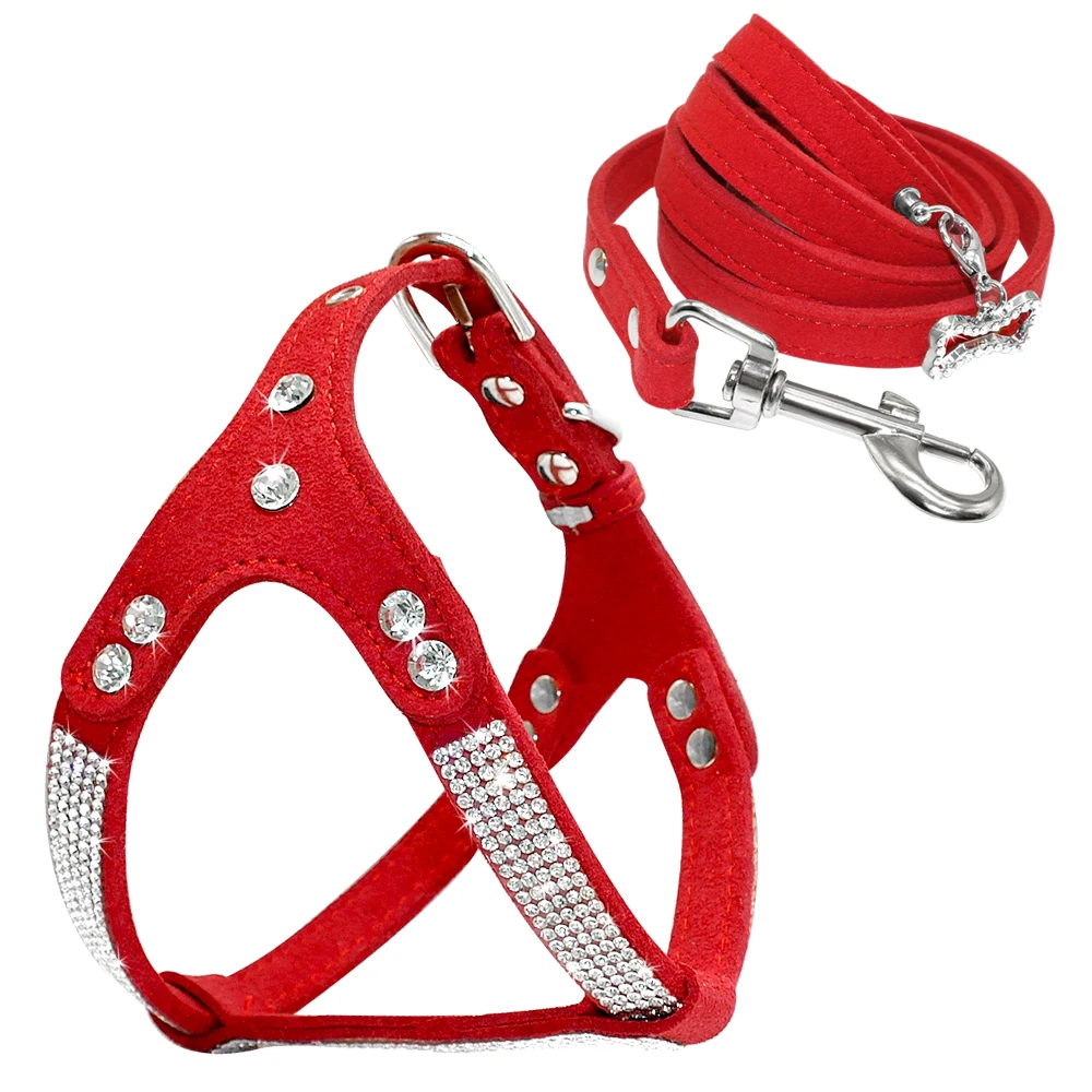 Dog Harness Leash Set Bling Rhinestone Puppy Dogs Harness Suede Leather Pet Vest With Lead Adjustable For Small Medium Dogs Pug
Dog Harness Leash Set Bling Rhinestone Puppy Dogs Harness Suede Leather Pet Vest With Lead Adjustable For Small Medium Dogs Pug