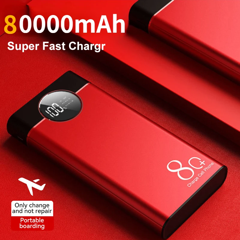 

80000mAh Power Bank Super Fast Chargr PowerBank Portable Charger Digital Display External Battery Pack for iPhone Xiaomi Samsung