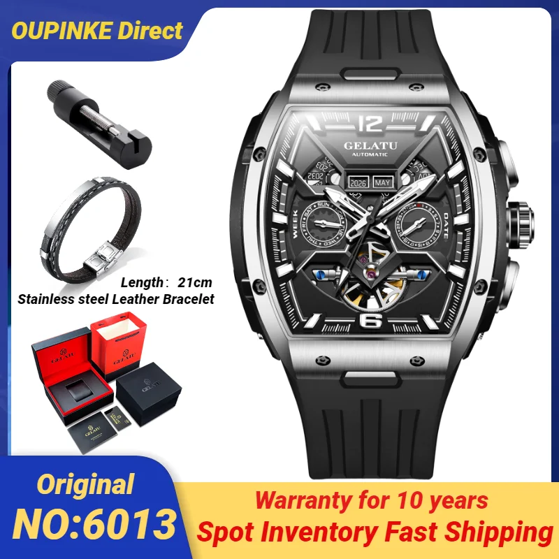 GELATU 6013 Mechanical Watch for Men 3D Hollow Out Waterproof Dual Calendar Silicone Strap Luminous Automatic Men's Wristwatches 
GELATU 6013 Mechanical Watch for Men 3D Hollow Out Waterproof Dual Calendar Silicone Strap Luminous Automatic Men's Wristwatches