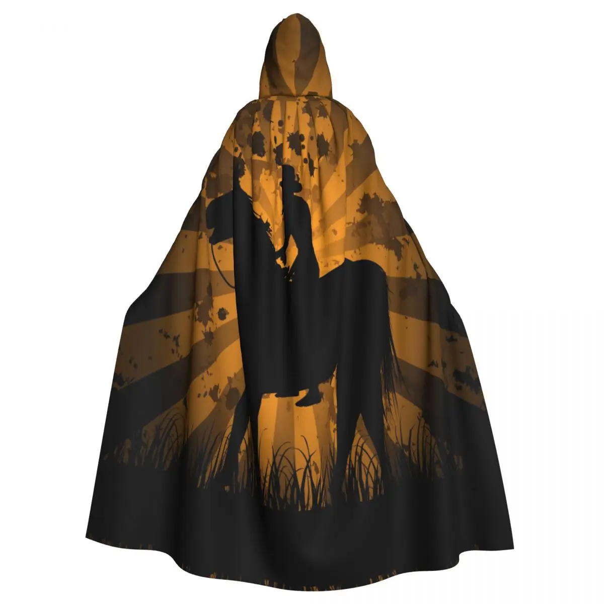 

Hooded Cloak Polyester Unisex Witch Cape Costume Accessory Vintage Cowboy On Field Elf Purim