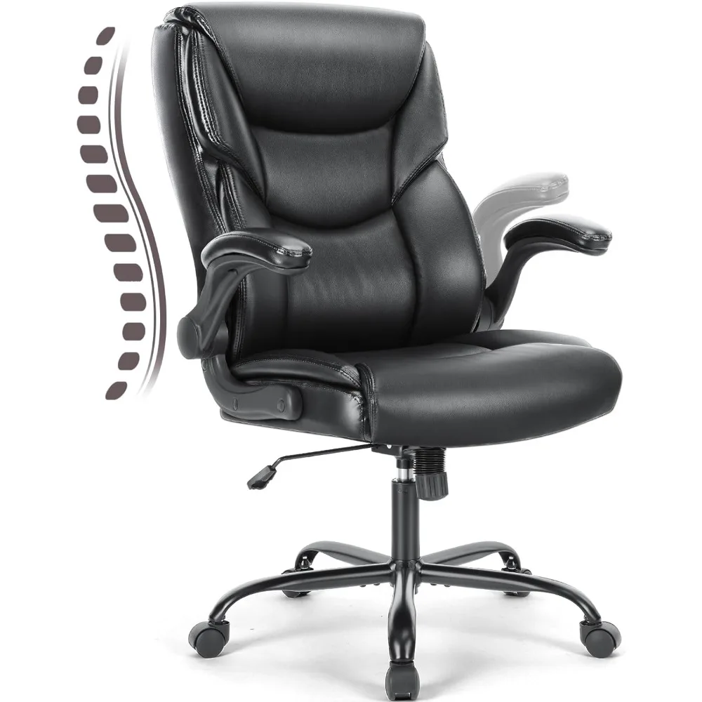 

Office Chair - Ergonomic Executive Computer Desk Chairs with Adjustable Flip-up Armrest, Swivel Task Chair with Lumbar Support