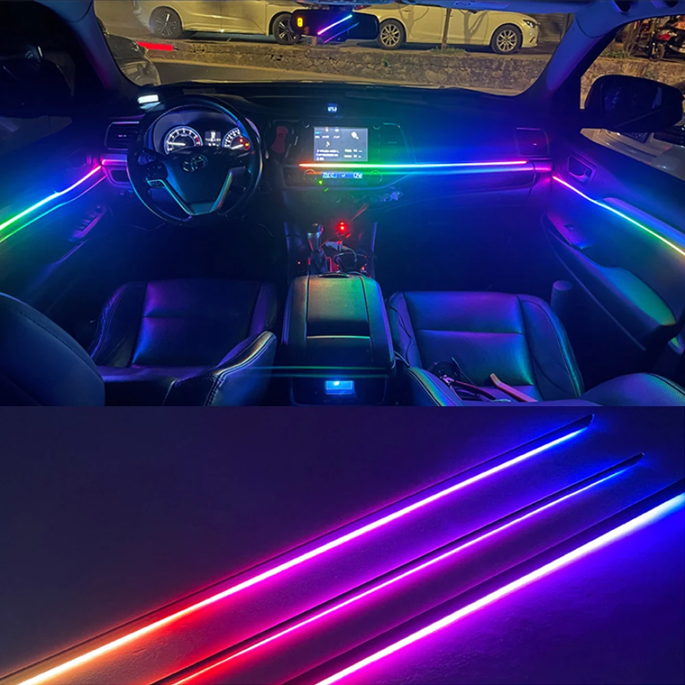 

75CM For LED Strip Symphony Car Ambient Lights 64 Color RGB Interior Acrylic Optical Fiber Strip Dashboard Lamp For Replacement