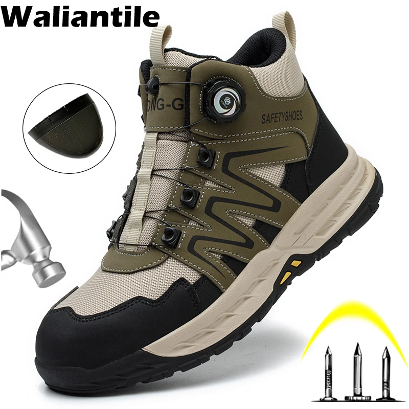 

Waliantile Indestructible Safety Work Boots For Men Male Construction Working Shoes Steel Toe Puncture Proof Safety Footwear Man