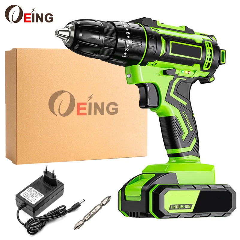 

3 Functions 21V Electric Screwdriver Cordless Impact Drill,2 Speeds Lithium Battery Power Tool Home DIY Screw Driver Hand Drill