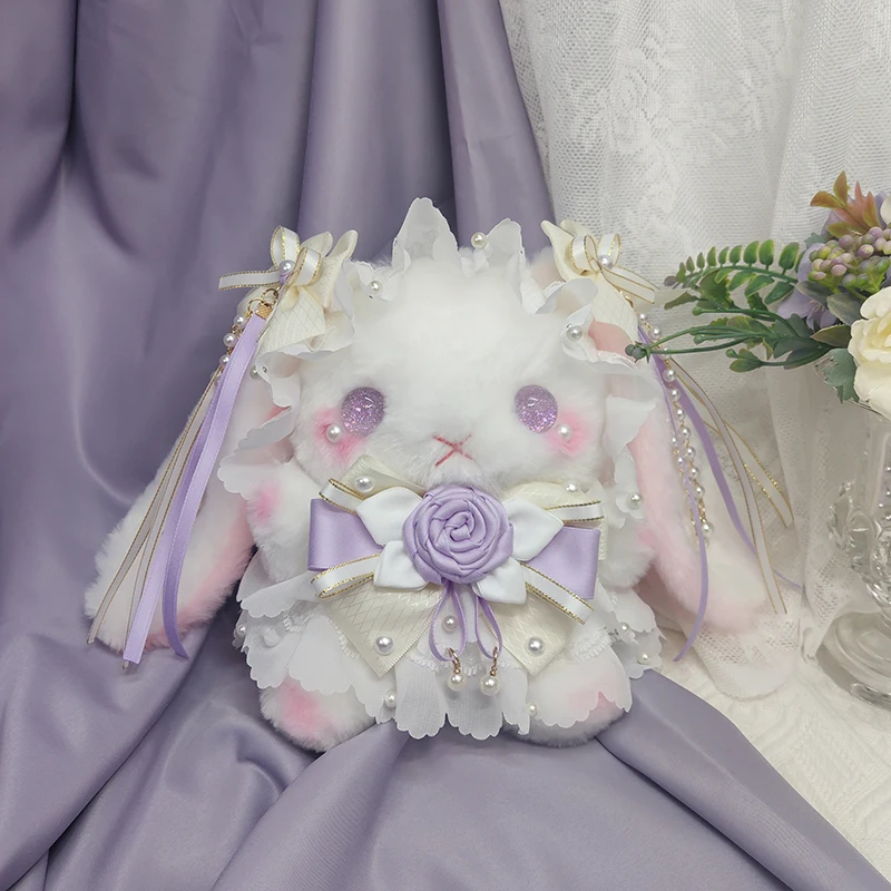 

Японская Милая косая сумка в стиле "Лолита", Подарочная плюшевая сумка с кроликом и милым бантом, фиолетовая элегантная сумка в стиле Харадзюку с кроликом