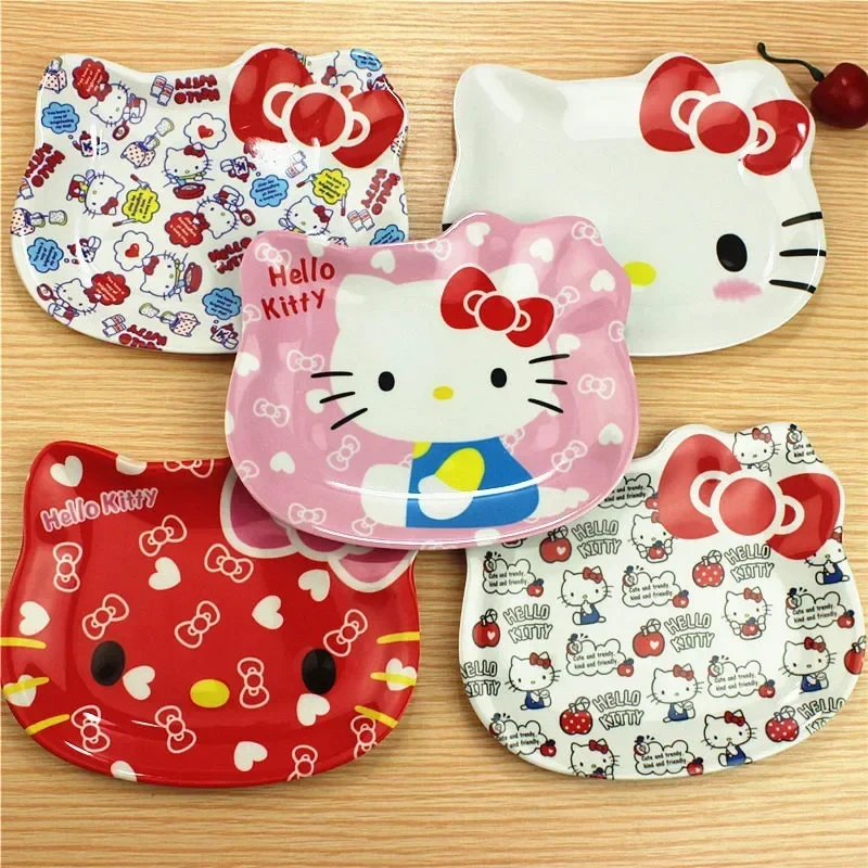 

Hello Kitty Tableware Cartoon Sanrio Dinner Plate Anime Figures Melody Kuromi Cinnamoroll Kawaii Saucer Tableware Fruit Plates