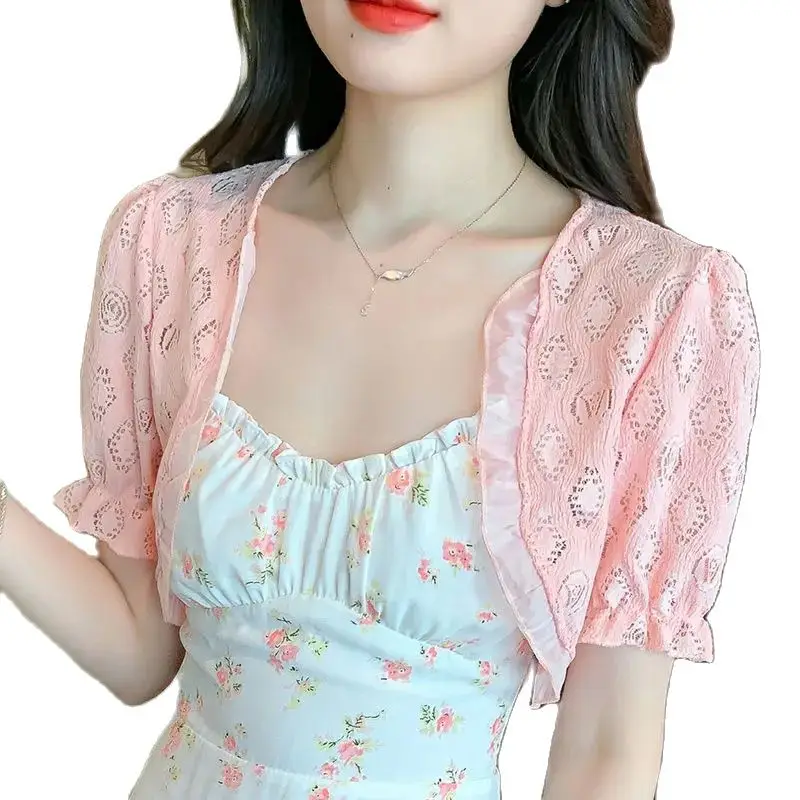 Sweet Pink Lace Bolero Shrugs for Party Dress Summer Women Clothes Short Sleeve Elegant Cardigan Top Shawls Basic Coat Jackets
Sweet Pink Lace Bolero Shrugs for Party Dress Summer Women Clothes Short Sleeve Elegant Cardigan Top Shawls Basic Coat Jackets