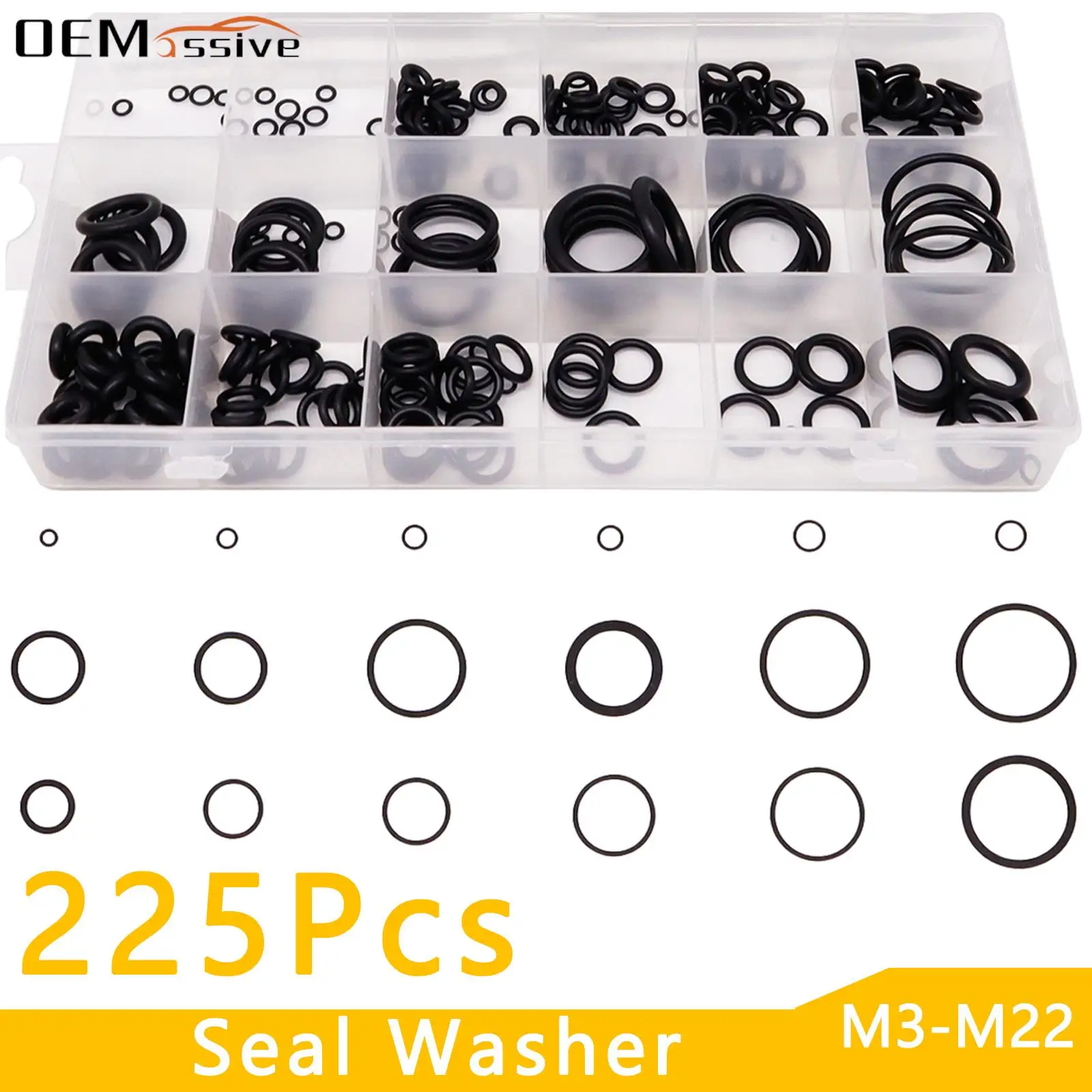 225Pcs/Set 18 Size O Ring Rubber O-Ring Washer Gasket Sealing O Ring kit Watertightness Assortment Silicone Rubber Ring With Box
225Pcs/Set 18 Size O Ring Rubber O-Ring Washer Gasket Sealing O Ring kit Watertightness Assortment Silicone Rubber Ring With Box