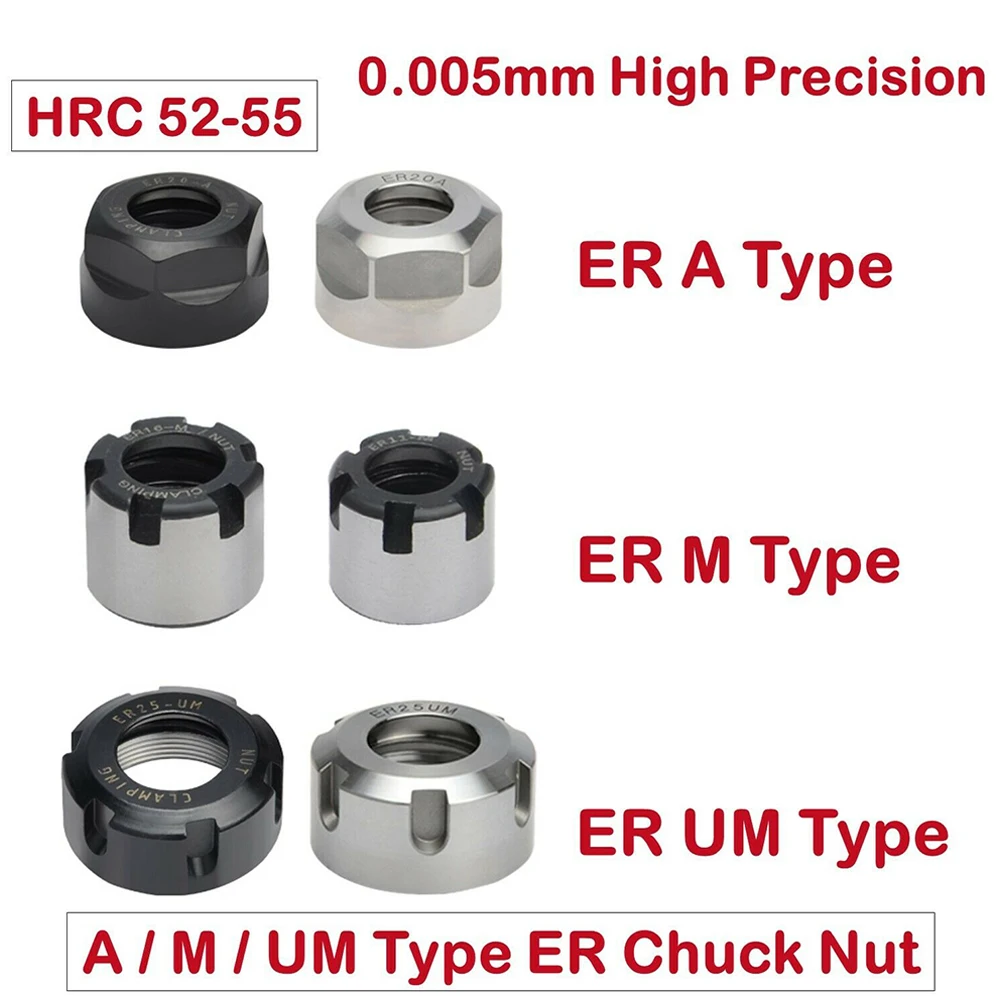 High Precision ER Clamping Nut Collet 20CrMoTi ER11 ER16 ER20 ER16 M ER32 UM Milling Chuck Cap ER Clamping Nut
High Precision ER Clamping Nut Collet 20CrMoTi ER11 ER16 ER20 ER16 M ER32 UM Milling Chuck Cap ER Clamping Nut