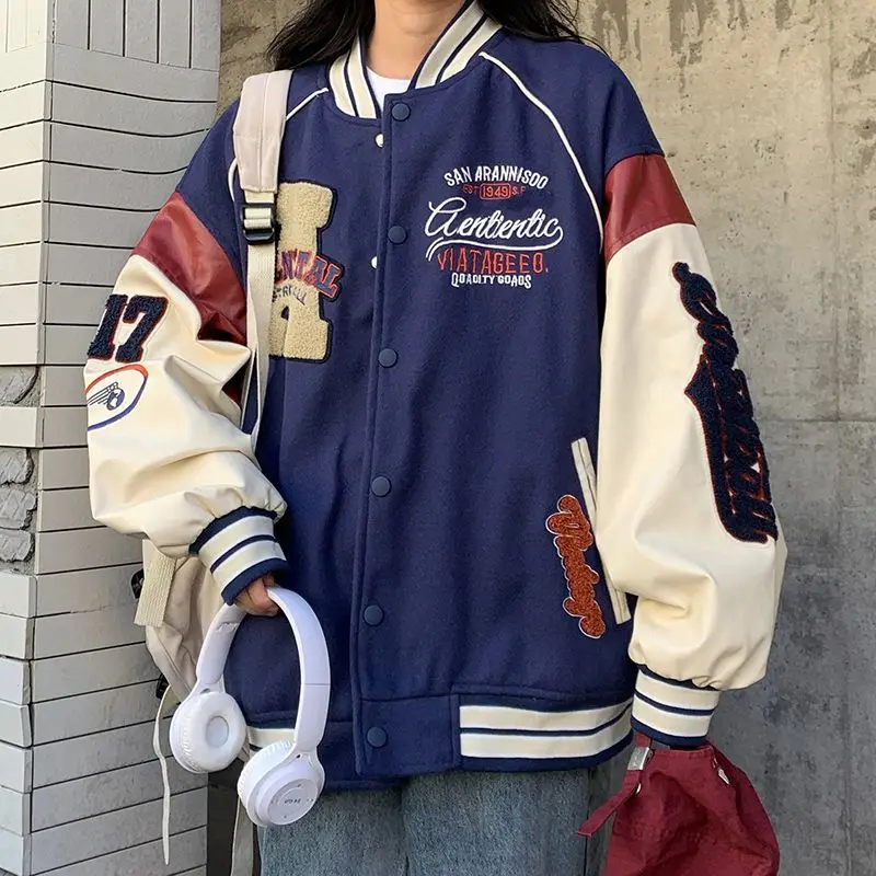 

Deeptown Vintage Bomber Jacket Women Harajuku Varsity Baseball Jackets Korean Fashion College Uniform Oversized Streetwear Y2k