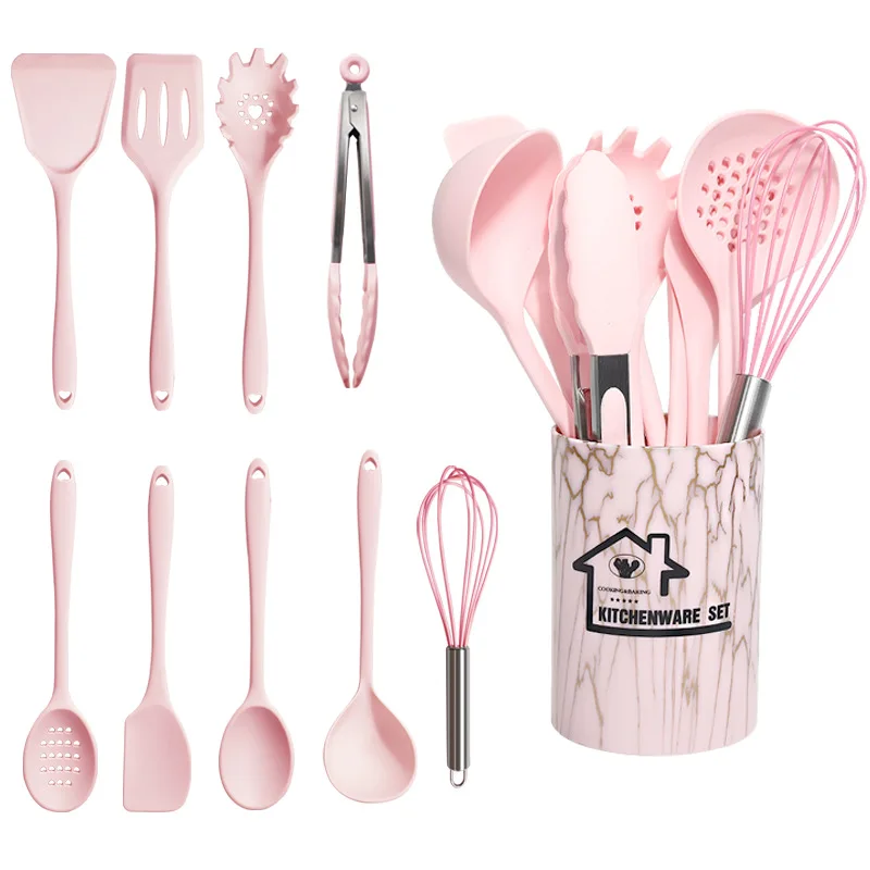 

10Pcs Silicone Kitchenware Cooking Utensils Set Non-stick Cookware Spatula Shovel Egg Beaters Kitchen Cooking Tool