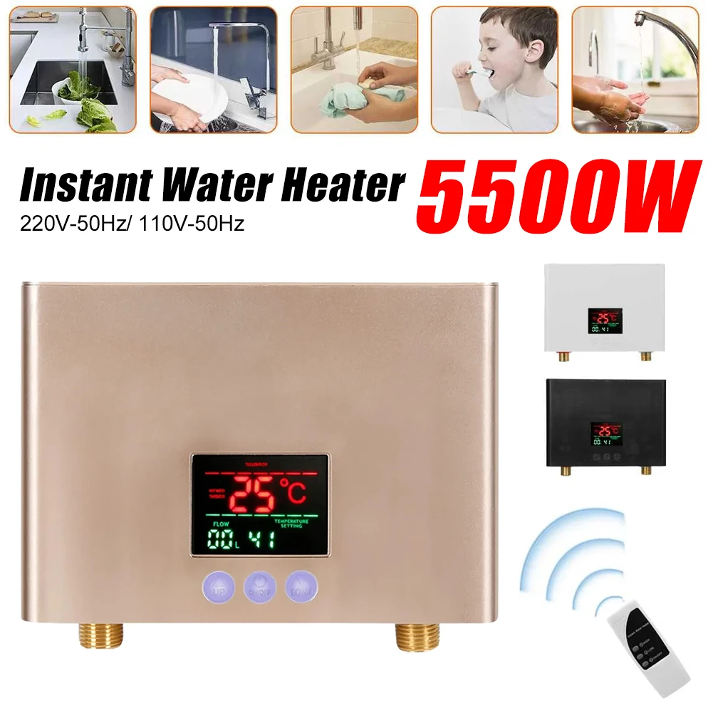 Tankless Water Heater 5KW Electric Instant Hot Water Heater Wall-Mounted with LED Display 3 Temperature Settings Remote Control
Tankless Water Heater 5KW Electric Instant Hot Water Heater Wall-Mounted with LED Display 3 Temperature Settings Remote Control