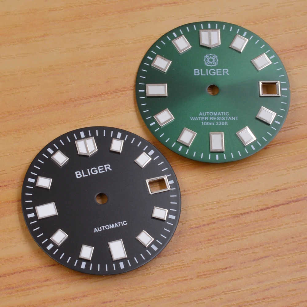 

29mm Green Luminous Black/ Blue/ Green Watch Dial Fit NH35 Movement