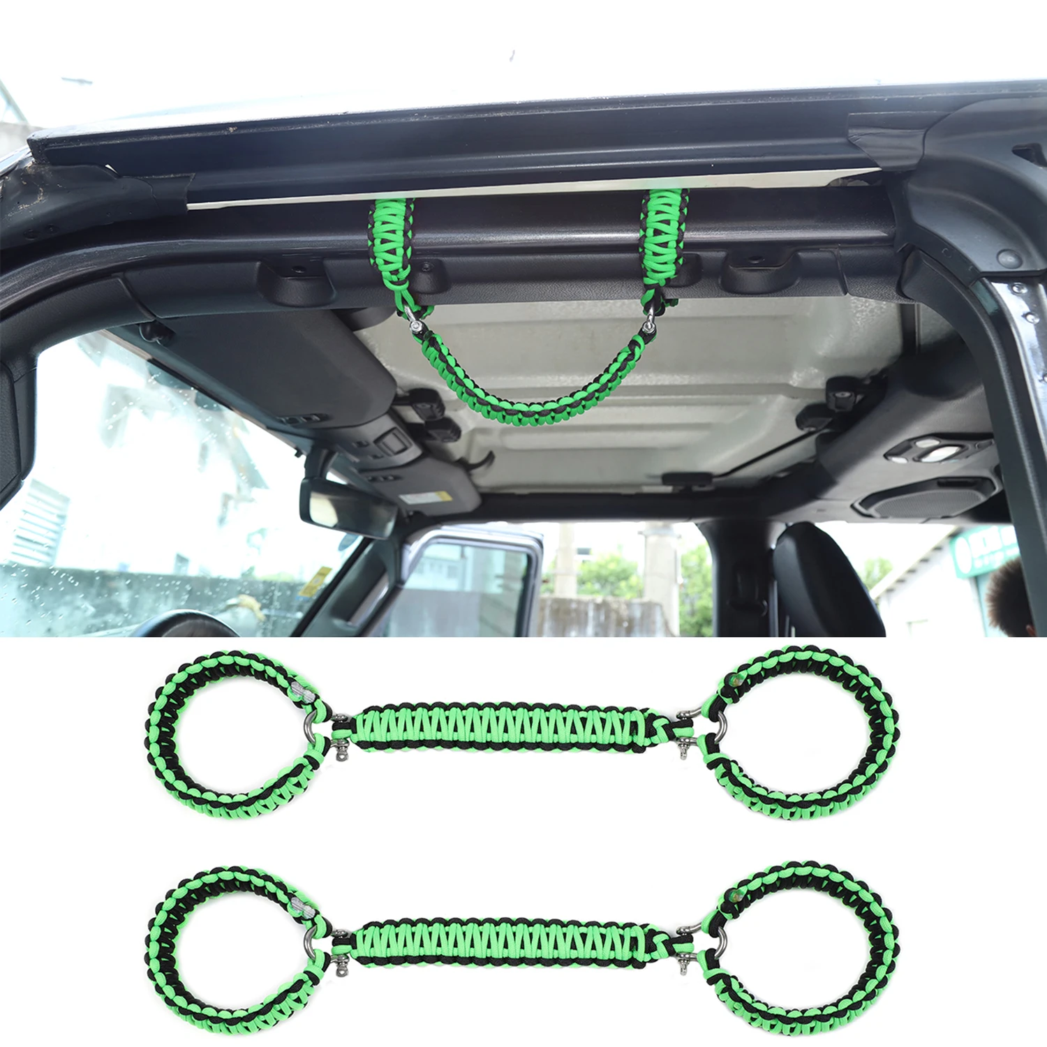 Paracord Car Roof Top Grab Bar Handle for Jeep Wrangler JL 2018-2023 PVC Stainless Steel Inner Parts Interior Accessories Green
Paracord Car Roof Top Grab Bar Handle for Jeep Wrangler JL 2018-2023 PVC Stainless Steel Inner Parts Interior Accessories Green