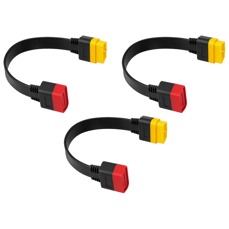 

3X New OBD OBD2 Extension Cable Connector For Launch X431 V/Easydiag 3.0/Mdiag/Golo Main 16Pin Male To Female Cable 36Cm