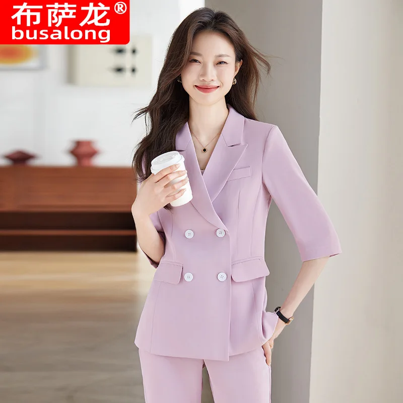 

Purple Suit Women2024New Business Temperament Goddess Temperament Small Three-Quarter Sleeve Casual Suit Jacket