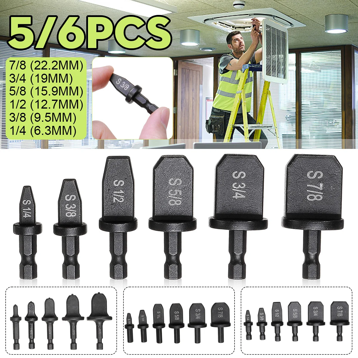 5/6Pcs tube expander Set Hex Shank Imperial Pipe Expander Support for Air Conditioner Conditioning Swaging Rotary Tool Set
5/6Pcs tube expander Set Hex Shank Imperial Pipe Expander Support for Air Conditioner Conditioning Swaging Rotary Tool Set