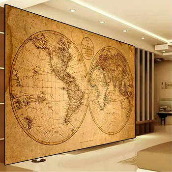 Vintage Old Map Of The World Canvas Artwork Globe Paintings For Living Room Prints Posters Wall Art Picture Study Office Decor