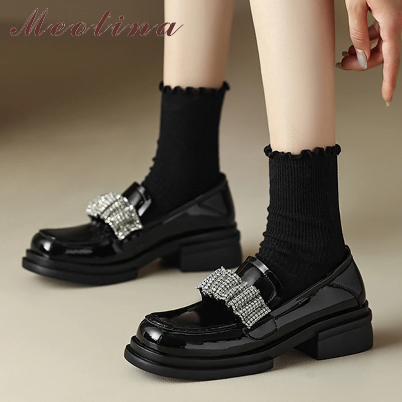 Meotina Women Genuine Leather Round Toe Flat Shoes Crystal Pleated Fashion Ladies Party Footwear Autumn Spring Summer Black
Meotina Women Genuine Leather Round Toe Flat Shoes Crystal Pleated Fashion Ladies Party Footwear Autumn Spring Summer Black