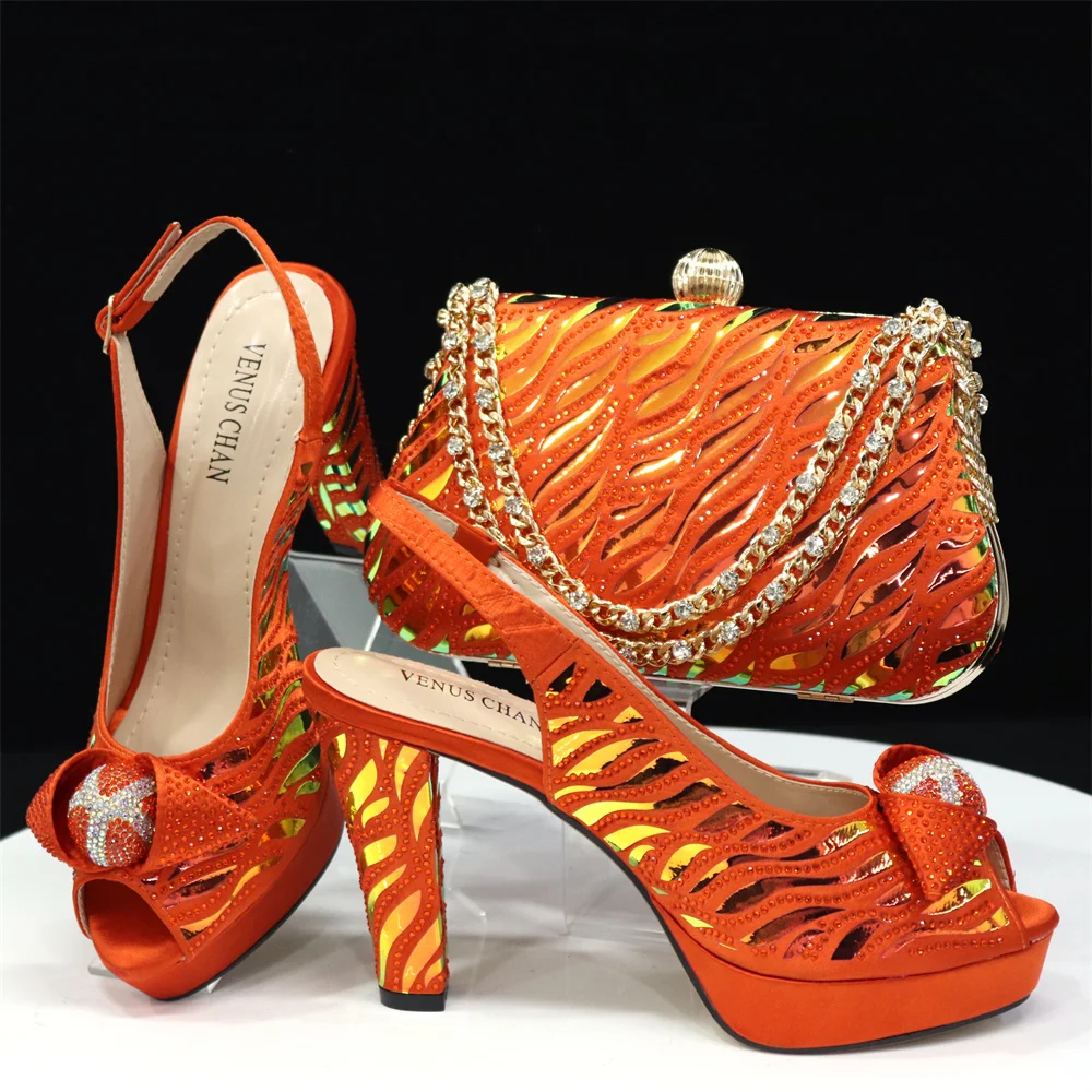 

MEOD Italian Shoes And Bag Sets For Evening Party With Stones Italian Leather Handbags Match Bags! P966