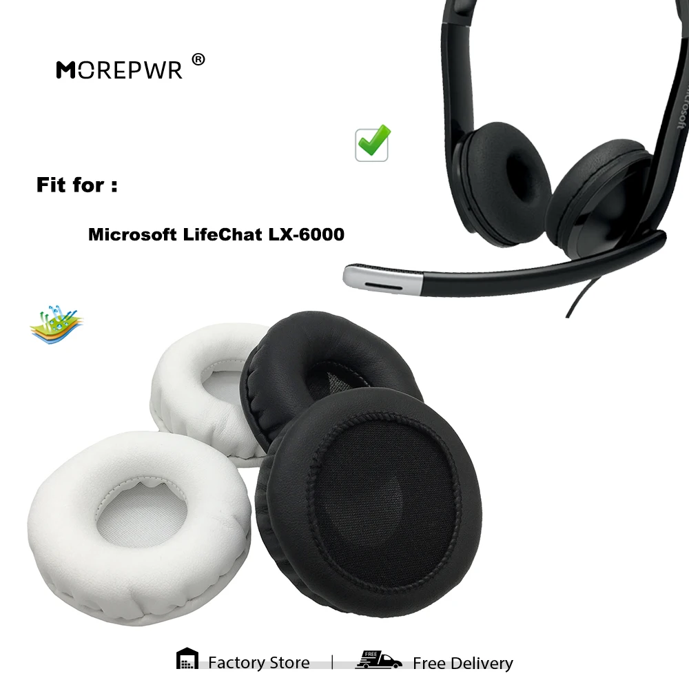 

Morepwr New Upgrade Replacement Ear Pads for Microsoft LifeChat LX-6000 Headset Parts Leather Cushion Velvet Earmuff Sleev