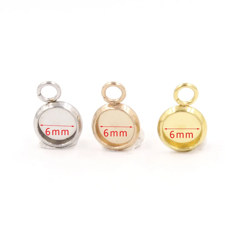 

50pcs Round Cabochon Pendant Base, Bezel Blank Base Setting, Bezel Cups, Gold plated Stainless steel,8mm 10mm 12mm Settings Base