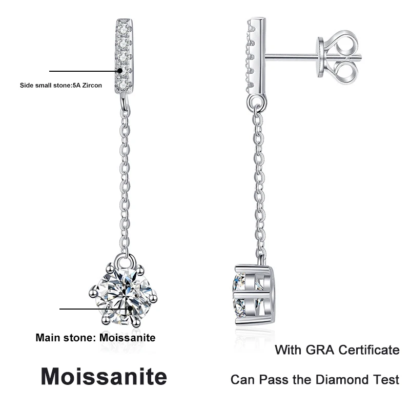 NeeTim 1ct Moissanite Studs Drop Earrings for Women Lab Diamond 925 Sterling Silver Women's Earring Wedding Party Stud Earring 7 S2649c5e42cda42a380988d6cbc6f13e8z