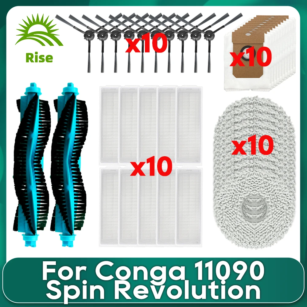 

Compatible For Conga 11090 Spin Revolution Main Side Brush Hepa Filter Mop Cloths Wipe Rag Dust Bag Spare Part Accessories