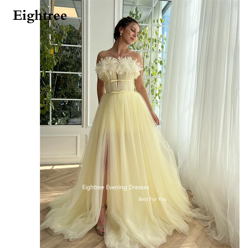 Eightree Light Yellow Evening Dresses Tulle Long A Line High Side Slit Elegant Dresses For Prom Formal Occasion Dresses 2023
Eightree Light Yellow Evening Dresses Tulle Long A Line High Side Slit Elegant Dresses For Prom Formal Occasion Dresses 2023