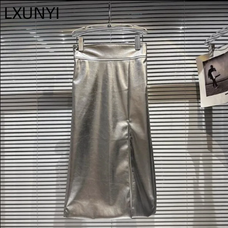 LXUNYI Women Skirts Metallic Silver Long Skirt Street Fashion High Split Spicy Girl PU Leather Long Wrap Hip Long Skirts
LXUNYI Women Skirts Metallic Silver Long Skirt Street Fashion High Split Spicy Girl PU Leather Long Wrap Hip Long Skirts