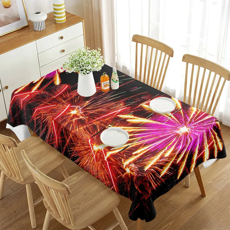 

Colorful Fireworks Tablecloth Festive Fireworks Festival Home Decor Rectangular Tablecloth Dining Room Wedding Banquet Kitchen