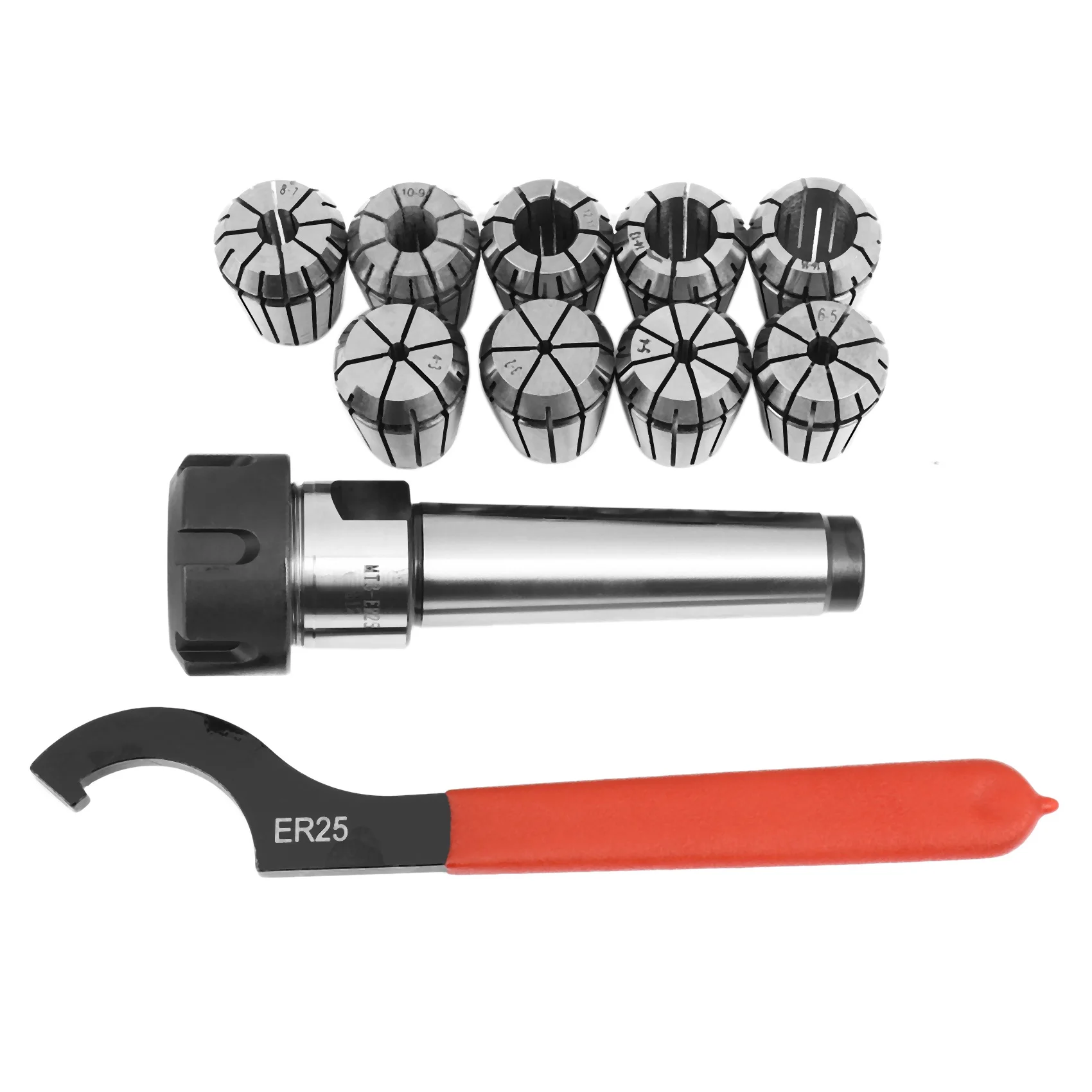 9Pcs Er25 Spring Collets+1Pcs Mt3 M12 Er25 Collet Chuck Morse Taper Holder for Cnc Milling Lathe Tool 
9Pcs Er25 Spring Collets+1Pcs Mt3 M12 Er25 Collet Chuck Morse Taper Holder for Cnc Milling Lathe Tool