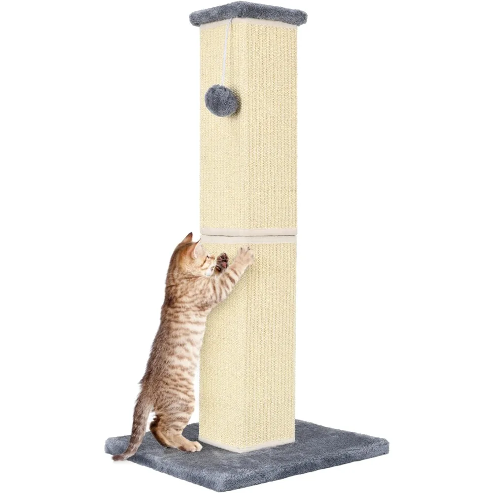 

Cat Scratching Post 32 Inch for Indoor Large Cats and Kitten, Nature Sisal Tall Cat Scratch Post, Sisal Cat Scratcher Improve