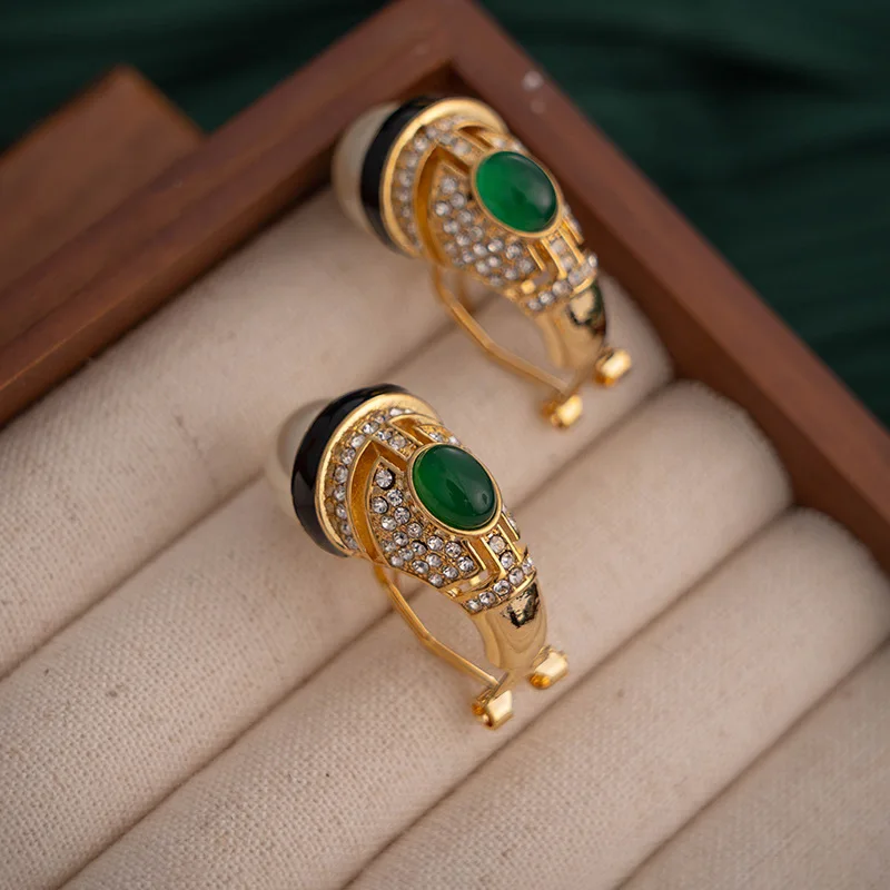 Bilandi-Boucles d'oreilles en verre rétro pour femme, bijoux géométriques, grande perle simulée, haute qualité, tempérament vintage 4