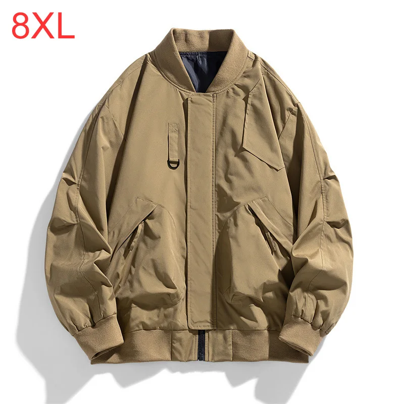 

Spring Autumn Plus Size Jacket Men Pocket Loose Fashion Coat 130kg 8XL Bomber Jackets 5XL 6XL Workwear Jackets