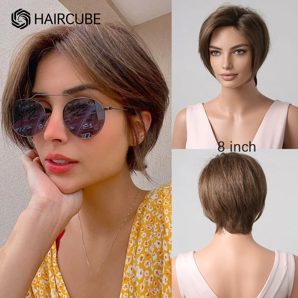 HAIRCUBE Brown Lace Front Human Hair Wig Remy Natural Brun Short Pixie Cut Wig Side Part Fulffy Straight Women's Wigs Daily Use
HAIRCUBE Brown Lace Front Human Hair Wig Remy Natural Brun Short Pixie Cut Wig Side Part Fulffy Straight Women's Wigs Daily Use