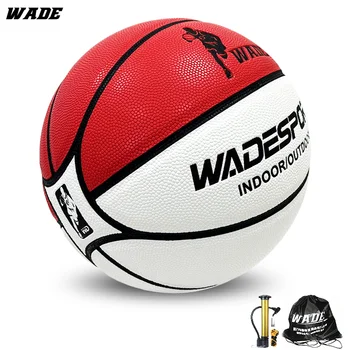 WADE 오리지널 귀여운 듀얼 컬러 스피릿 PU 가죽 공, 실내 및 실외 성인 농구 사이즈 7