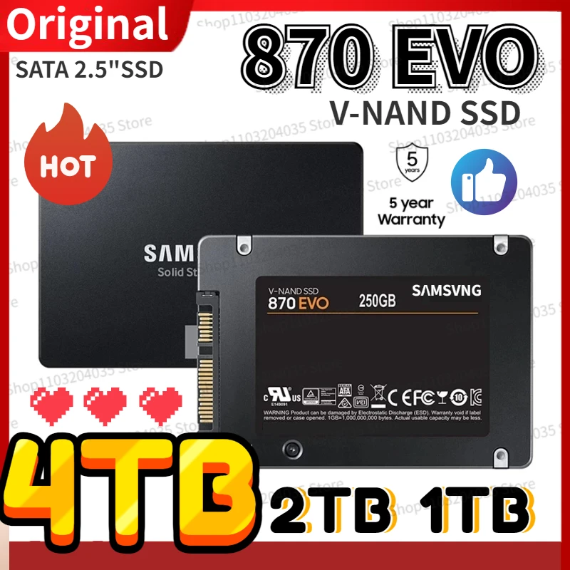 

HOT 4TB SSD 870 EVO 250GB 500GB 1TB 2TB Internal Solid State Disk HDD Hard Drive SATA3 2.5 inch Laptop Desktop PC MLC disco duro