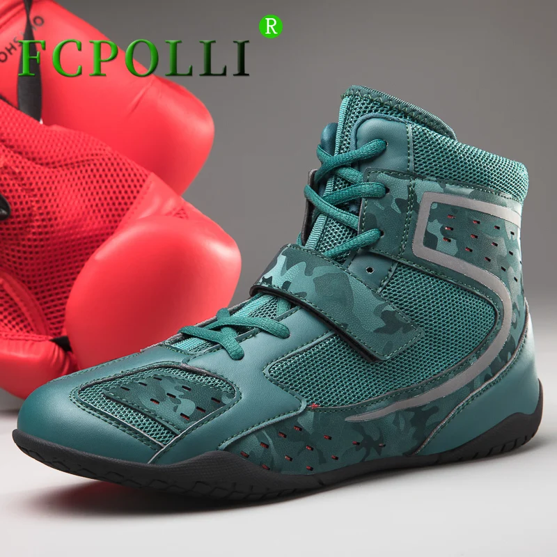 

Professional Wrestling Boots for Men Women Black Green Boxing Shoes Unisex Fighting Boots Youth Breathable Wrestling Shoe