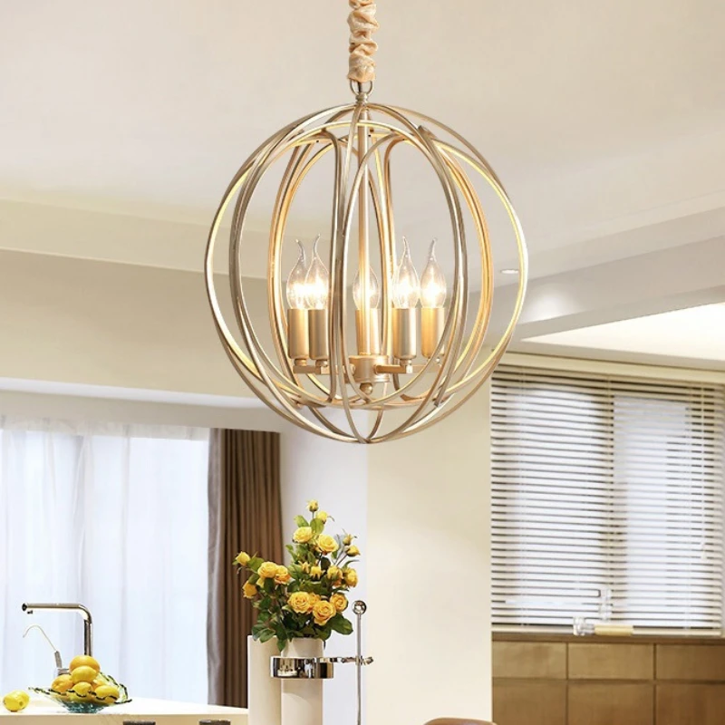 

Gold Chain Chandelier Luxury Modern Metal Ball LED Lighting Hotel Home Decor Living Room Bedroom Study Round Circle Pendant lamp