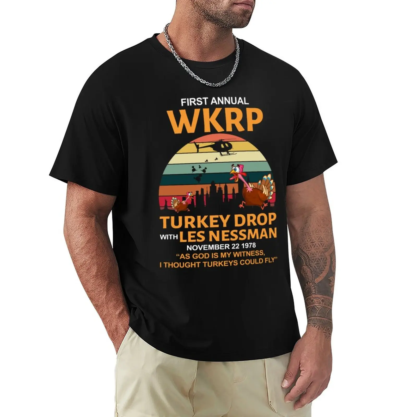 

First Annual WKRP Turkey Drop With Les Nessman T-Shirt korean fashion new edition anime clothes mens t shirts casual stylish