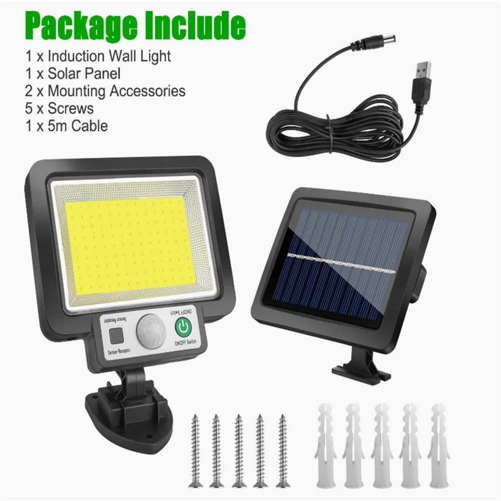 

Solar Separately Wall Lights 117COB Outdoor Solar Powered IP65 Waterproof 3 Modes Wall Lamp For Garden Porch Patio Yard