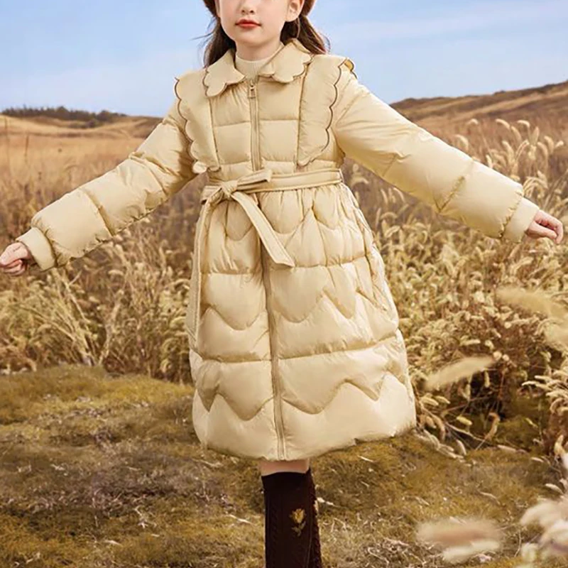 

3-16 Years Kids Parka Snowsuit Winter Warm Down Jacket For Girls Coat Fashion Long Hooded Children Outerwear Toddler Girl Clothe