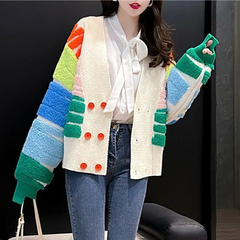 2023 New Korean Women Long Sleeve Double Breasted Panelled Knitted Sweater Cardigan Female Loose Fur Thick Casual Lady Coat
2023 New Korean Women Long Sleeve Double Breasted Panelled Knitted Sweater Cardigan Female Loose Fur Thick Casual Lady Coat